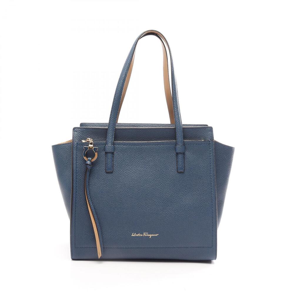 Salvatore Ferragamo Amy Gancini Tote Bag Leather Blue